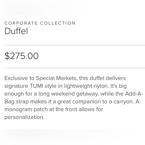 Tumi Corporate Collection Duffel Bag - Picture 5 of 14